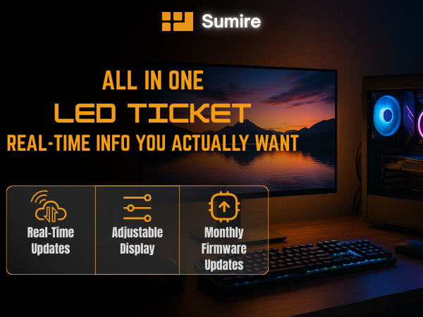 Sumire LED Ticker – Real-Time Stock, Sports & Crypto Scrolling Display | Wi-Fi Pixel Screen for Man Cave, Office or Desk, Scrolling Messages, No Subscription | Smart Gift for Fans & Investors – 10”x5”